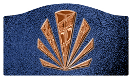 DASHELL-602-CP-SH-BL Copper Sunburst Shimmer Blue Background